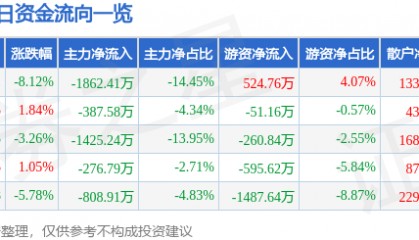 股票行情快报：襄阳轴承（000678）12月23日主力资金净卖出1862.41万元