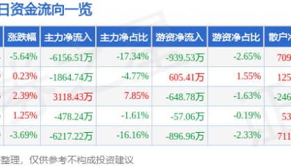 股票行情快报：天源迪科（300047）12月23日主力资金净卖出6156.51万元