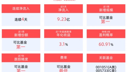上证50指数领涨主流指数，上证50ETF(510050)连续4天“吸金”15.59亿