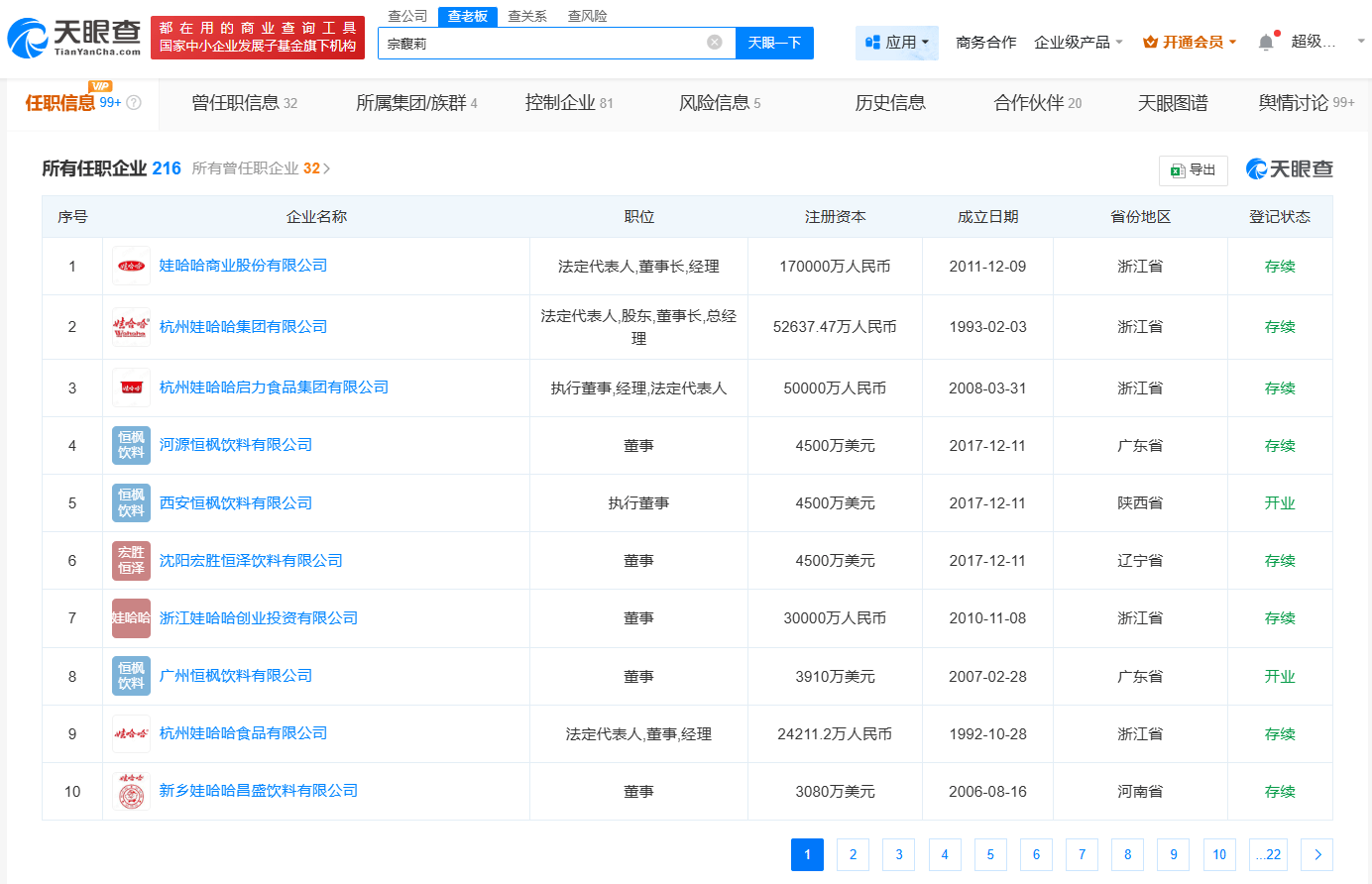 娃哈哈创始人宗庆后的女儿宗馥莉名下多家娃哈哈公司更名为宏胜!被三名自称“同父异母弟妹”在香港法庭起诉