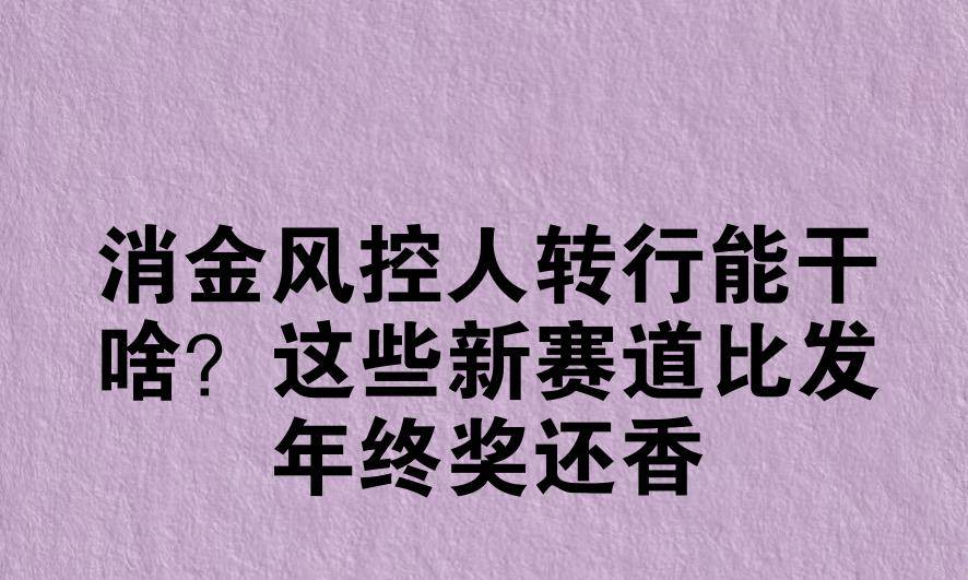 消金风控人转行能干啥?这些新赛道比发年终奖还香