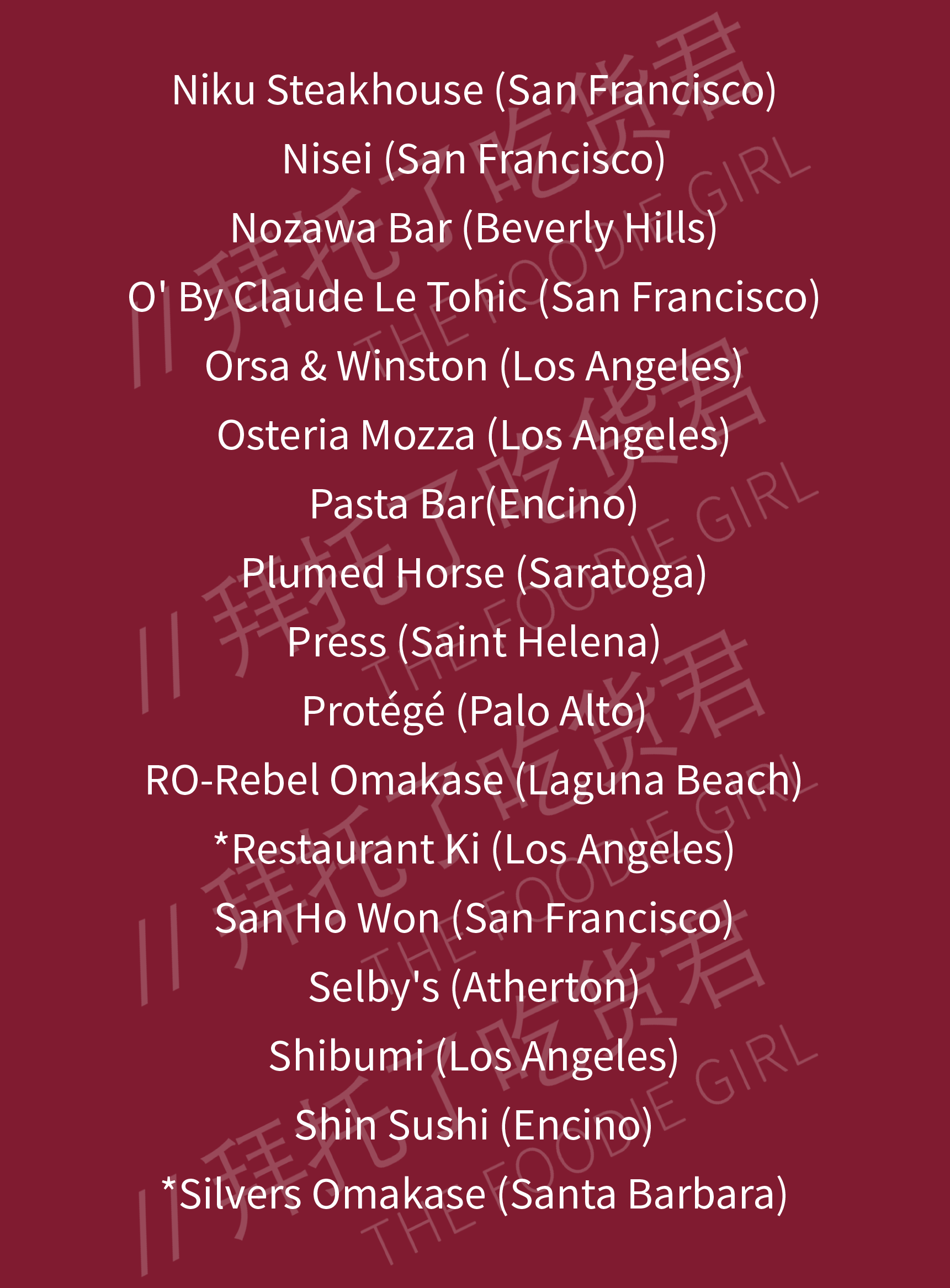 2025加州米其林指南正式揭晓!